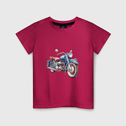 Футболка хлопковая детская Ретро мотоцикл олдскул, цвет: маджента