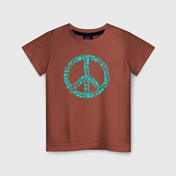 Футболка хлопковая детская Peace life, цвет: кирпичный