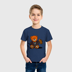 Футболка хлопковая детская Медведь Кащей с шапкой-ушанкой, цвет: тёмно-синий — фото 2