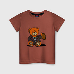 Футболка хлопковая детская Медведь Кащей с шапкой-ушанкой, цвет: кирпичный