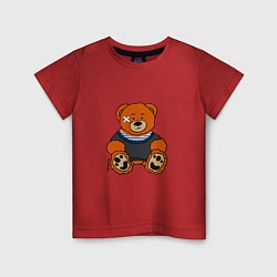 Футболка хлопковая детская Медведь Вова с пластырем, цвет: красный