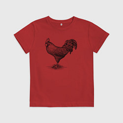 Футболка хлопковая детская Петух, цвет: красный