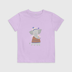 Футболка хлопковая детская Слоник-моряк, цвет: лаванда