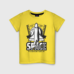 Футболка хлопковая детская Космическое приключение шаттла, цвет: желтый