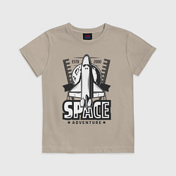Футболка хлопковая детская Космическое приключение шаттла, цвет: миндальный