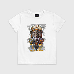 Футболка хлопковая детская Зомби череп в противогазе, цвет: белый