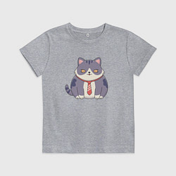 Футболка хлопковая детская Важный кот с галстуком, цвет: меланж