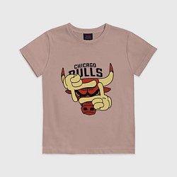 Футболка хлопковая детская Bulls logo with hands, цвет: пыльно-розовый
