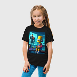 Футболка хлопковая детская Bart Simpson is an avid gamer, цвет: черный — фото 2