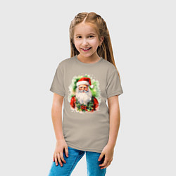 Футболка хлопковая детская Бородатый Санта, цвет: миндальный — фото 2