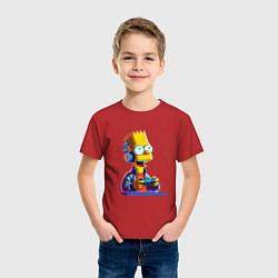 Футболка хлопковая детская Bart is an avid gamer, цвет: красный — фото 2