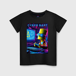 Футболка хлопковая детская Cyber Bart is an avid gamer, цвет: черный