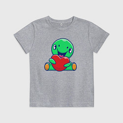 Футболка хлопковая детская Динозаврик и сердце, цвет: меланж