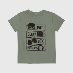 Футболка хлопковая детская Есть спать бокс, цвет: авокадо