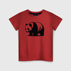 Футболка хлопковая детская Стоящая чёрная панда, цвет: красный