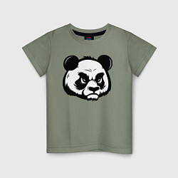 Футболка хлопковая детская Недовольная морда панды, цвет: авокадо
