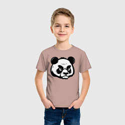 Футболка хлопковая детская Недовольная морда панды, цвет: пыльно-розовый — фото 2