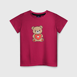 Футболка хлопковая детская Медвежонок с сердечком, цвет: маджента
