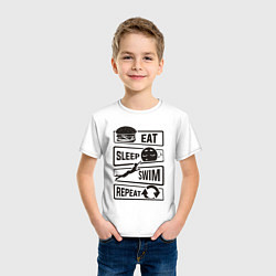 Футболка хлопковая детская Есть спать плавать, цвет: белый — фото 2