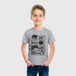 Футболка хлопковая детская Есть спать играть, цвет: меланж — фото 2