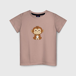 Футболка хлопковая детская Маленькая обезьяна, цвет: пыльно-розовый