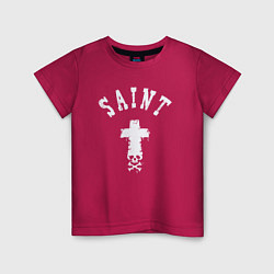 Футболка хлопковая детская Святой крест череп, цвет: маджента