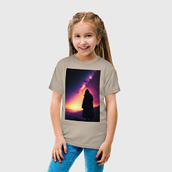 Футболка хлопковая детская Млечный путь и путник, цвет: миндальный — фото 2