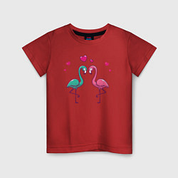 Футболка хлопковая детская Flamingo love, цвет: красный