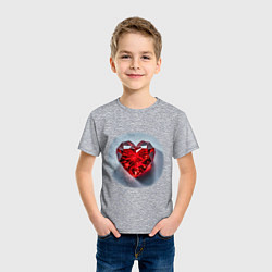 Футболка хлопковая детская Красное хрустальное сердце на белом фоне, цвет: меланж — фото 2