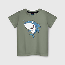 Футболка хлопковая детская Cute shark, цвет: авокадо