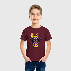 Футболка хлопковая детская Best sis, цвет: меланж-бордовый — фото 2