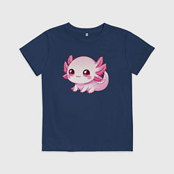 Футболка хлопковая детская Милый аксолотль, цвет: тёмно-синий
