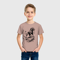 Футболка хлопковая детская Смилодон саблезубый тигр, цвет: пыльно-розовый — фото 2