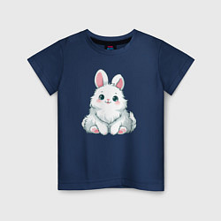Футболка хлопковая детская Пушистый аниме кролик, цвет: тёмно-синий