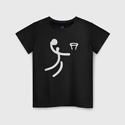 Футболка хлопковая детская Баскетбол минимализм, цвет: черный