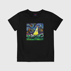 Футболка хлопковая детская Картина маслом НЛО, цвет: черный