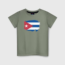 Футболка хлопковая детская Флаг Кубы, цвет: авокадо