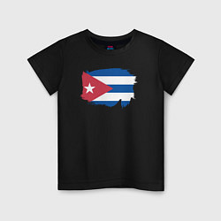 Футболка хлопковая детская Флаг Кубы, цвет: черный