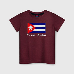 Футболка хлопковая детская Free Cuba, цвет: меланж-бордовый