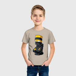 Футболка хлопковая детская Барт Симпсон в бандане, цвет: миндальный — фото 2