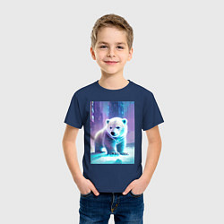Футболка хлопковая детская Прикольный милый медвежонок, цвет: тёмно-синий — фото 2
