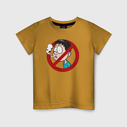 Футболка хлопковая детская No smoking boy, цвет: горчичный