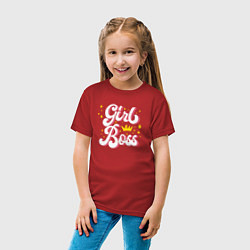 Футболка хлопковая детская Girl boss crown, цвет: красный — фото 2