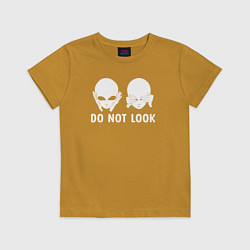 Футболка хлопковая детская Белый пришелец - do not look, цвет: горчичный