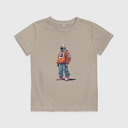 Футболка хлопковая детская Мобильный воин Гандам рэпер, цвет: миндальный