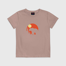 Футболка хлопковая детская Медведь на фоне природы, цвет: пыльно-розовый