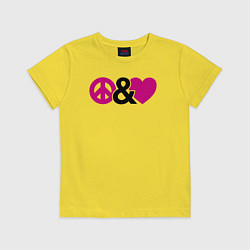 Футболка хлопковая детская Peace and love, цвет: желтый