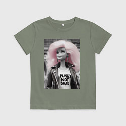 Футболка хлопковая детская Barbie - punks not dead, цвет: авокадо