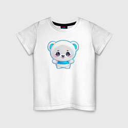 Футболка хлопковая детская Белый полярный медвежонок, цвет: белый