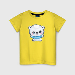 Футболка хлопковая детская Белый полярный медвежонок, цвет: желтый